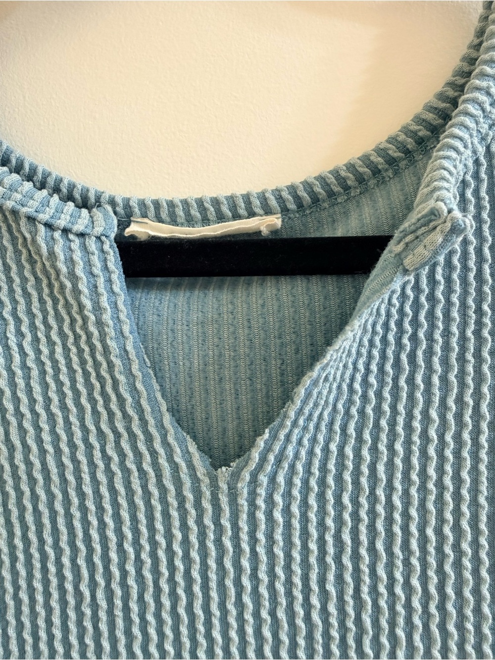 Jolie Waffle Knit Oversized Pullover Top Blue Size Small V neck - Picture 5 of 11